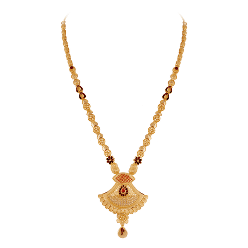 modern long gold necklace